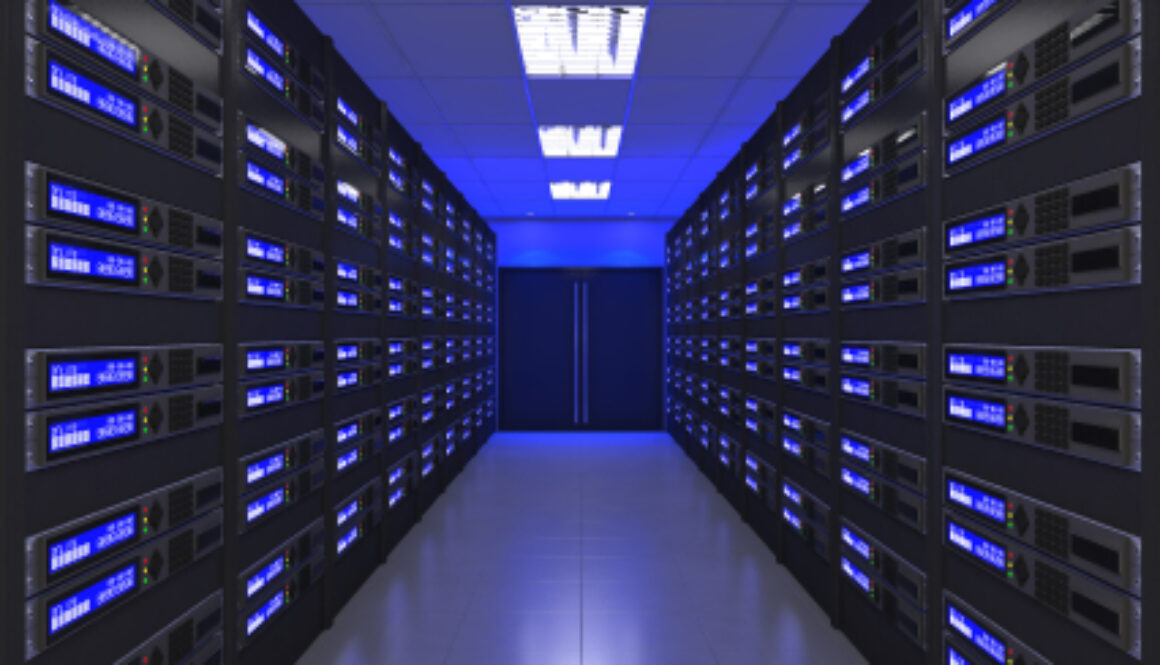 3d Modern interior of server room